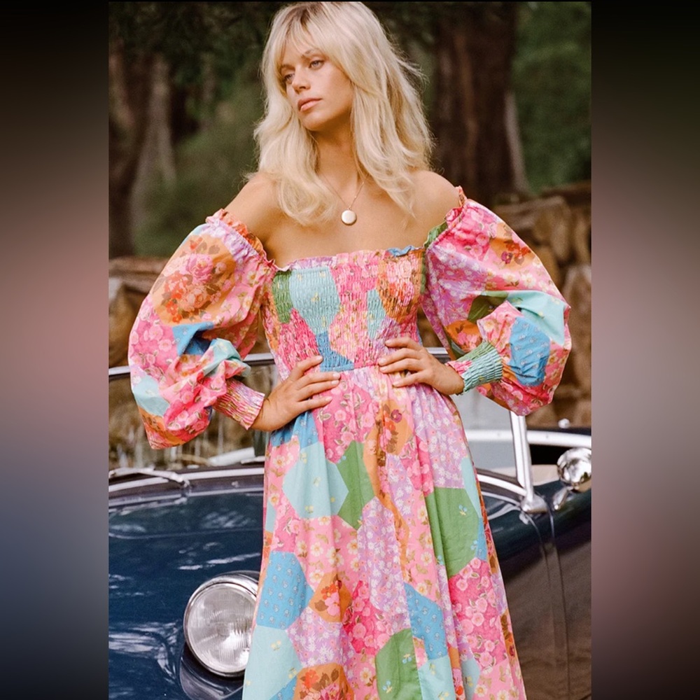 SPELL Freda Shirred Midi Dress